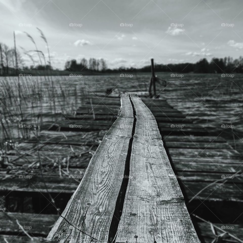 Wooden planks at sea