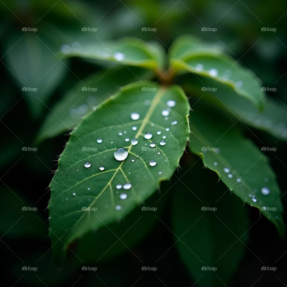 water drops on leaves