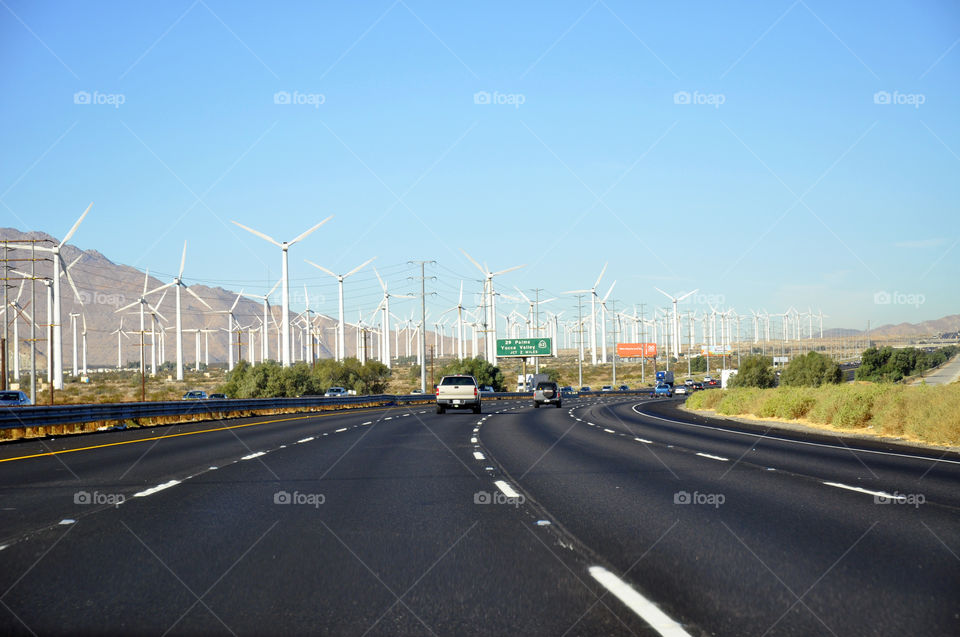 Driving on Freeway 10 en route to Palm Springs California.