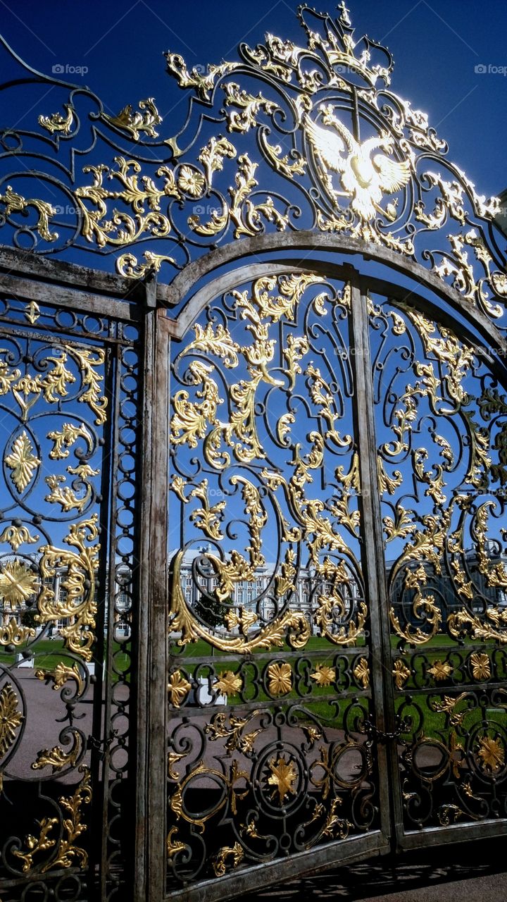 Gate of the Catherine Palace in St. Petersburg