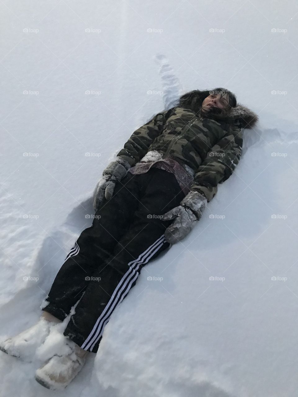 Making snow angels 