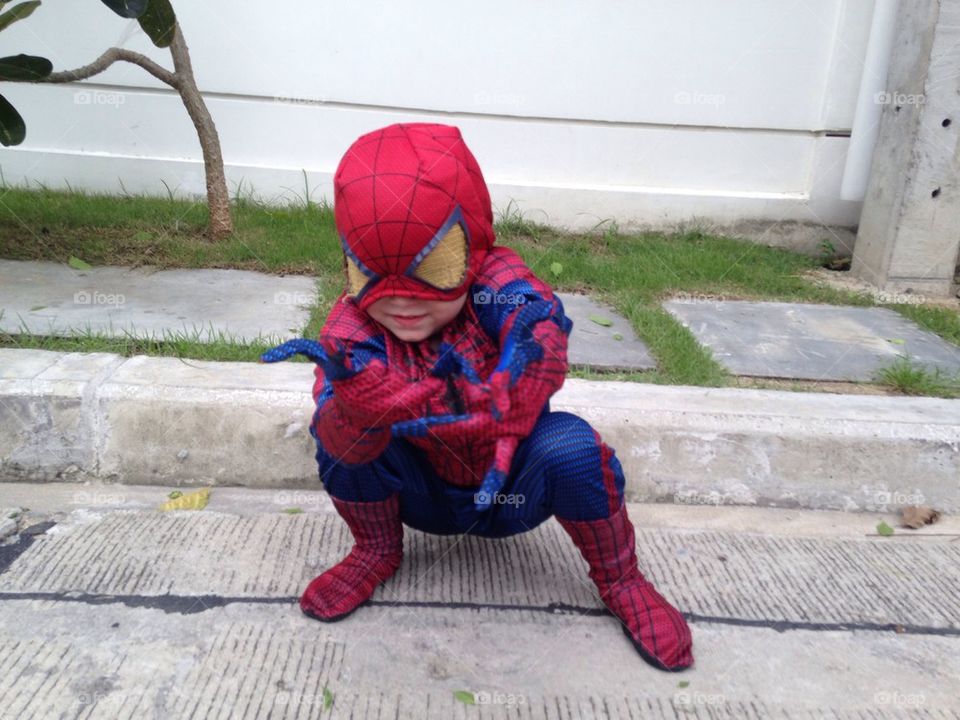 Spider-Man, spiderboy, costume, park, fancy dress, pretend, play, boy,