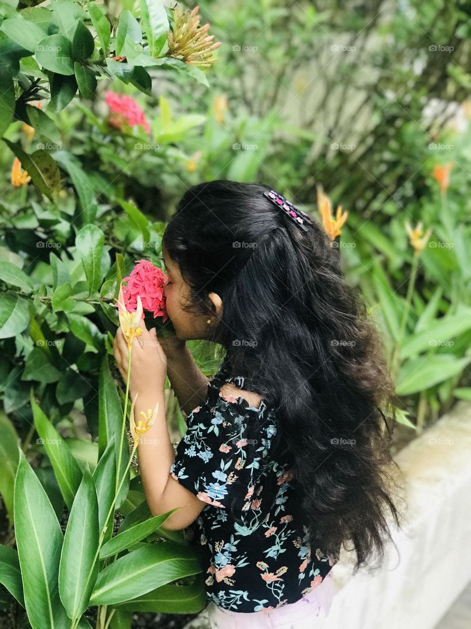 Girl with long curly hair 