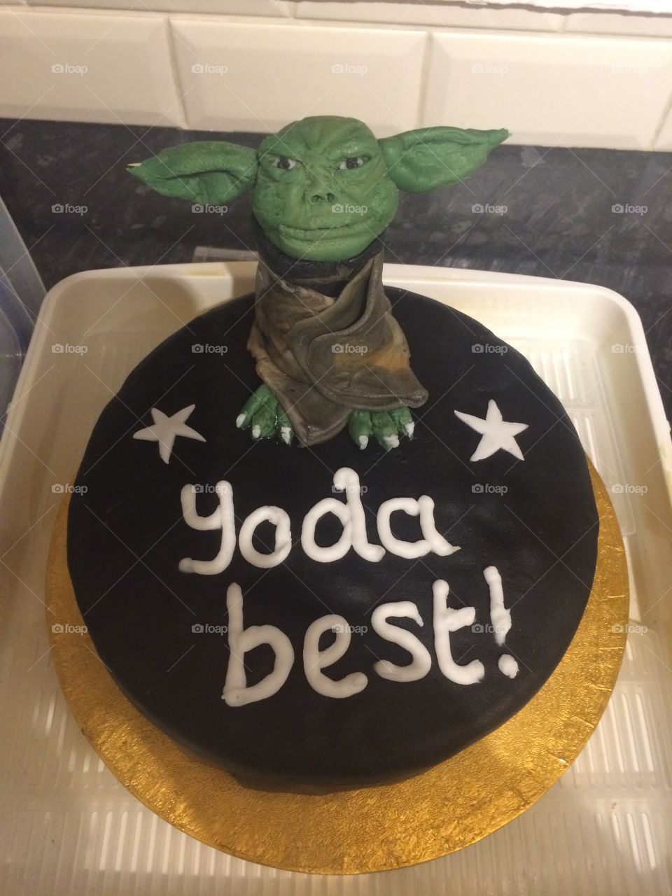 Yoda best birthday cake Yoda icing model