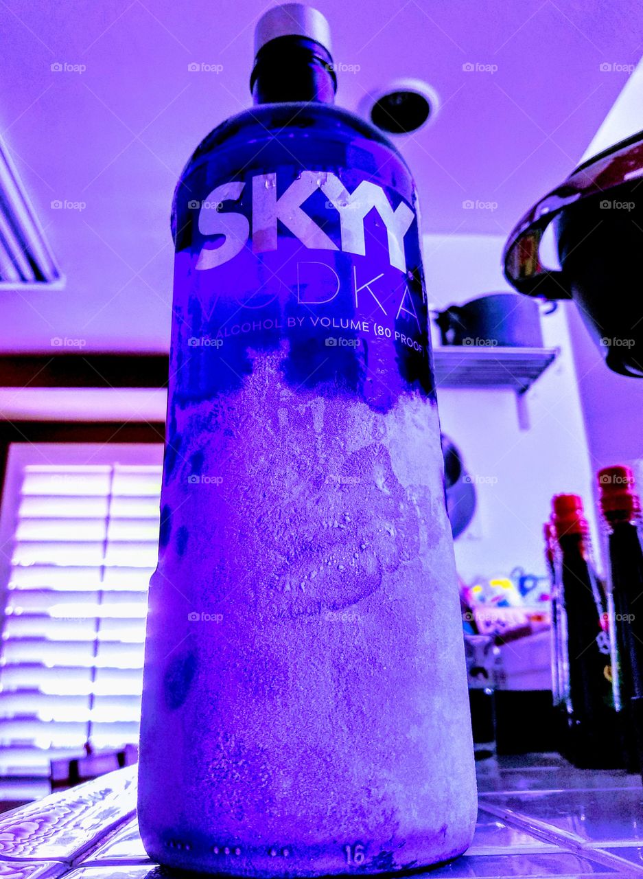 Frozen Vodka Bottle Violet Art