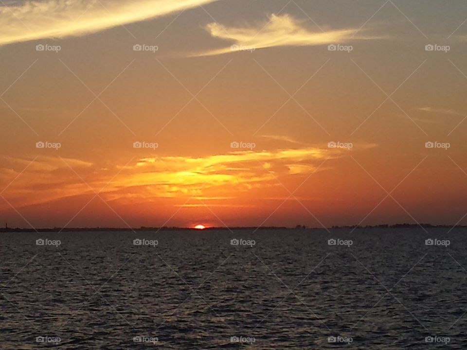 Sun setting on Gulf Of Mexico