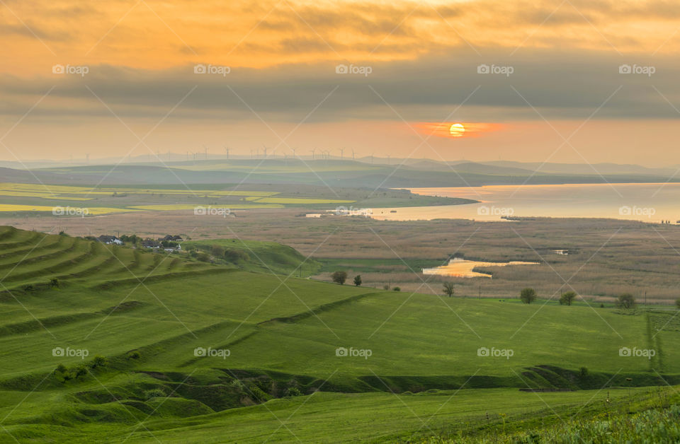 Beautiful sunset landscape in Romania