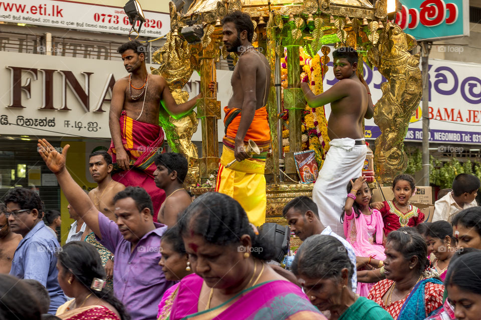 Procession of Hindu goddess in street