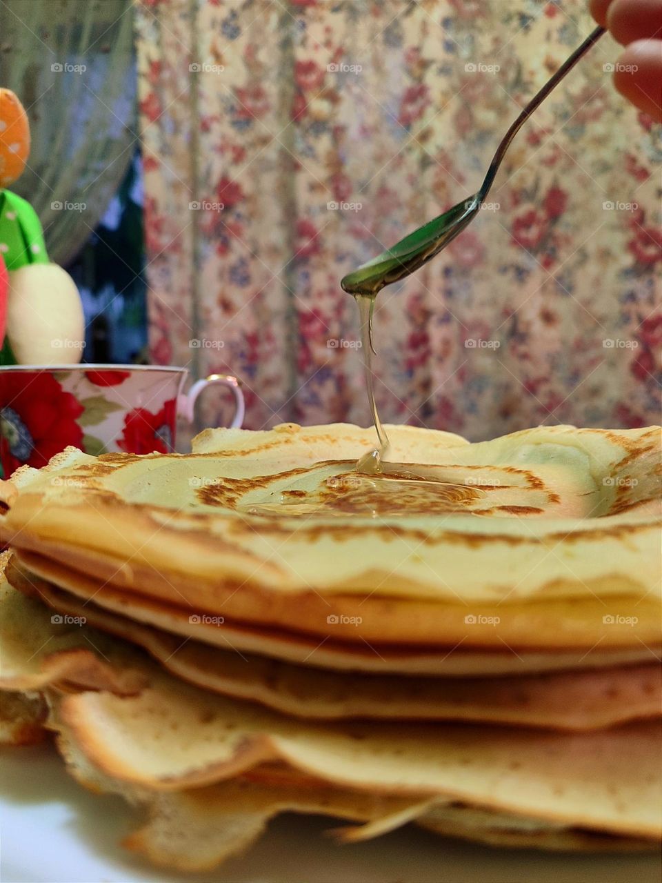 Pancakes. Maslenitsa. Honey. pancakes with honey,