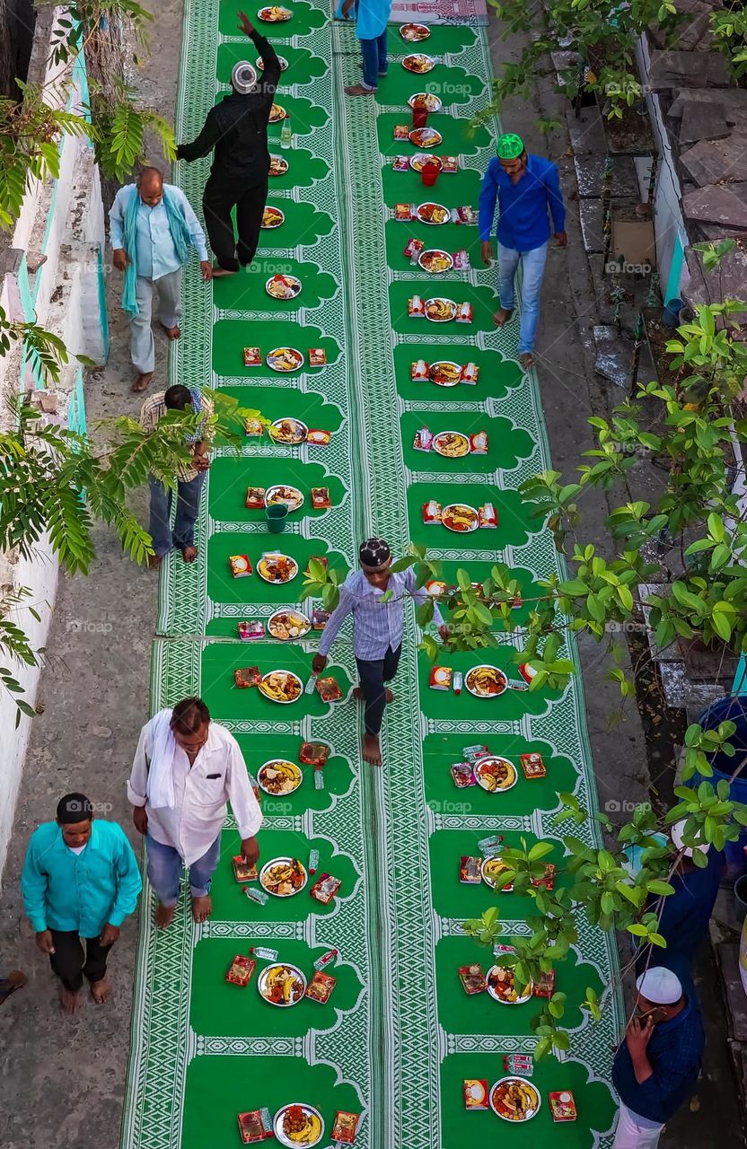 dastarkhwaan set for iftar and plates full of food for iftaar on dastarkhwaan