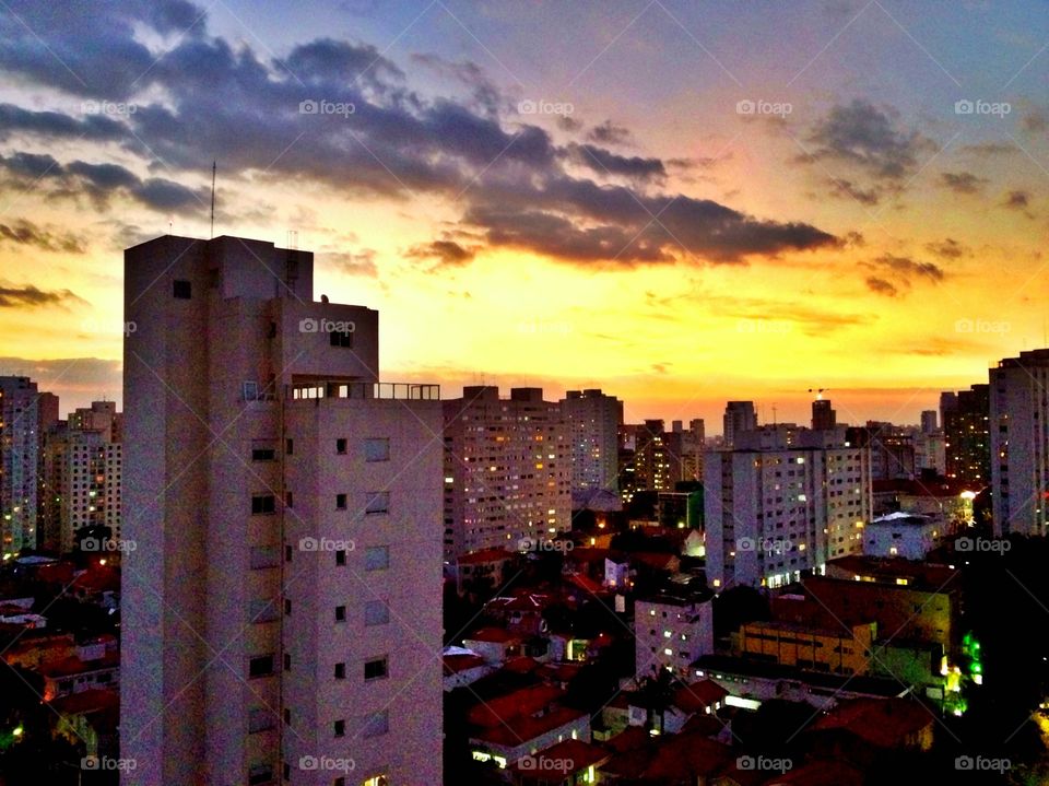 São Paulo sunset . The view from São Paulo city. 