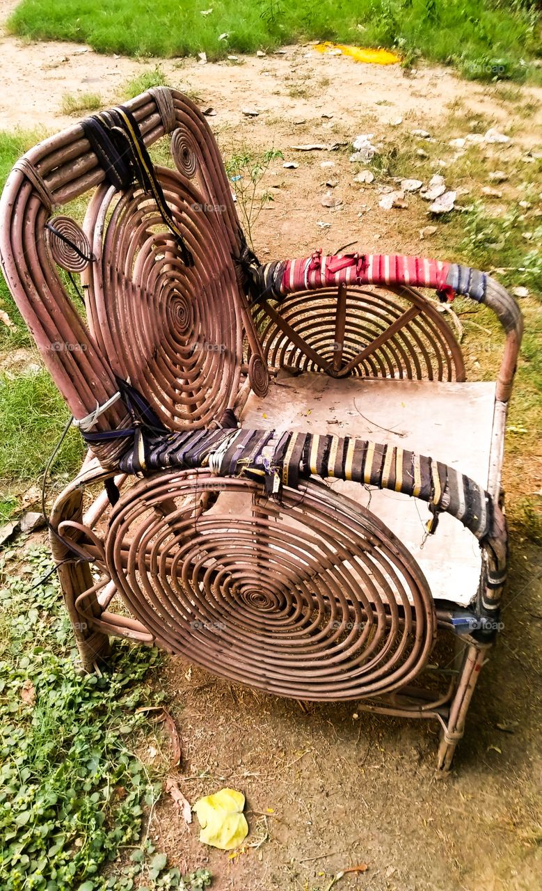 abandoned old wooden chair