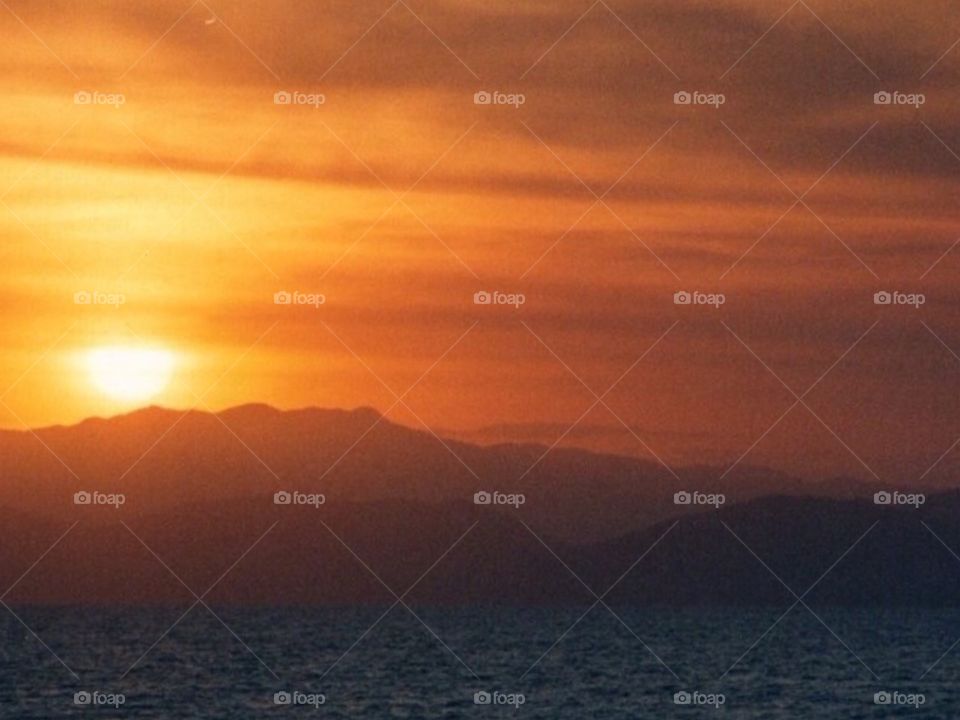 Sunset over east coast of Australia 