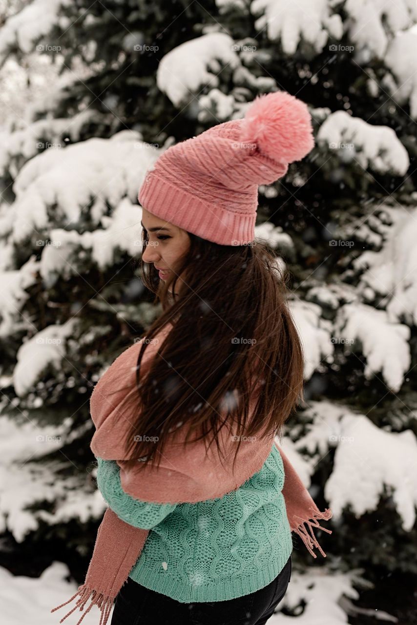 Woman in snow