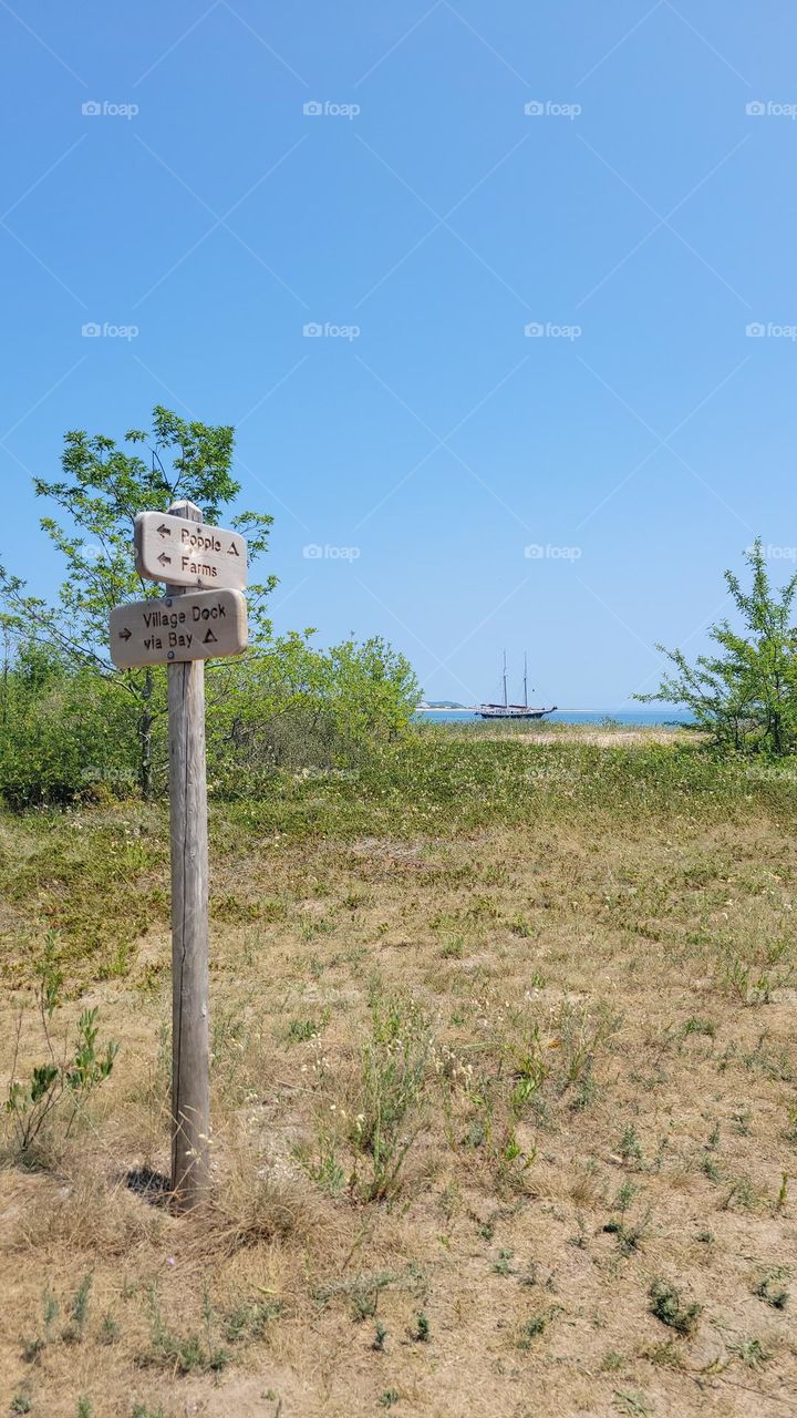 Trail Marker on South Manitou Island Beach