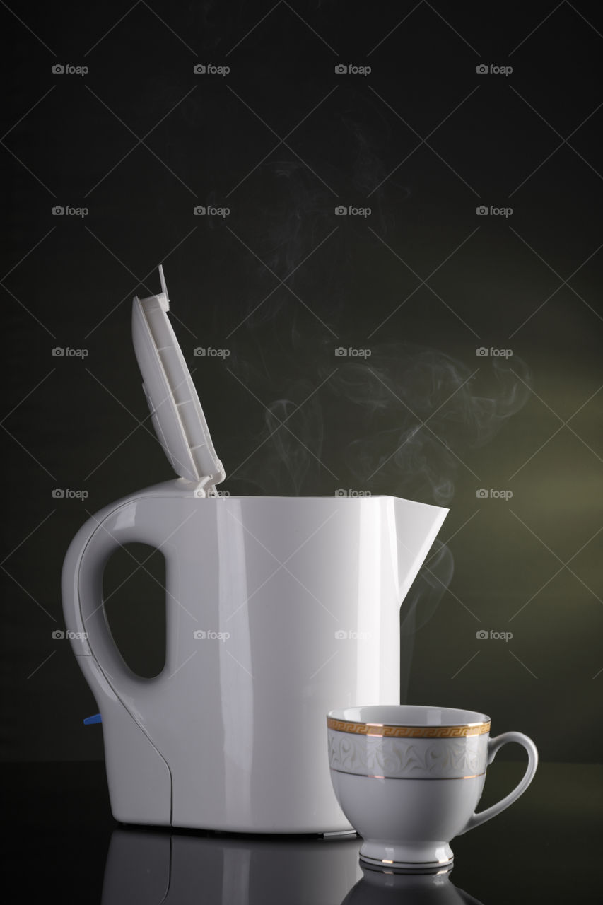 Coffee tea cup with kettle