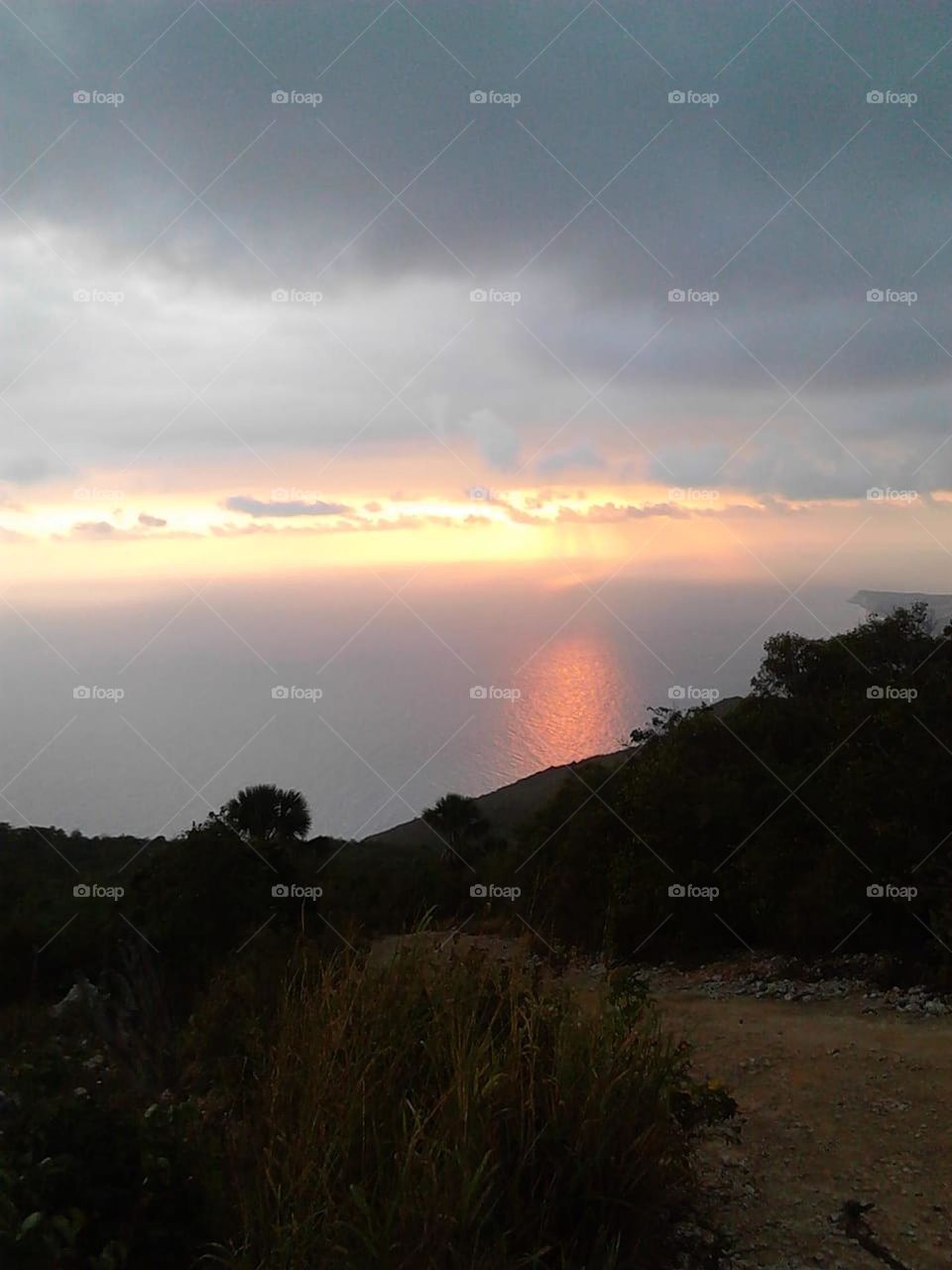 Beautiful sunset on the ocean in Jamaica