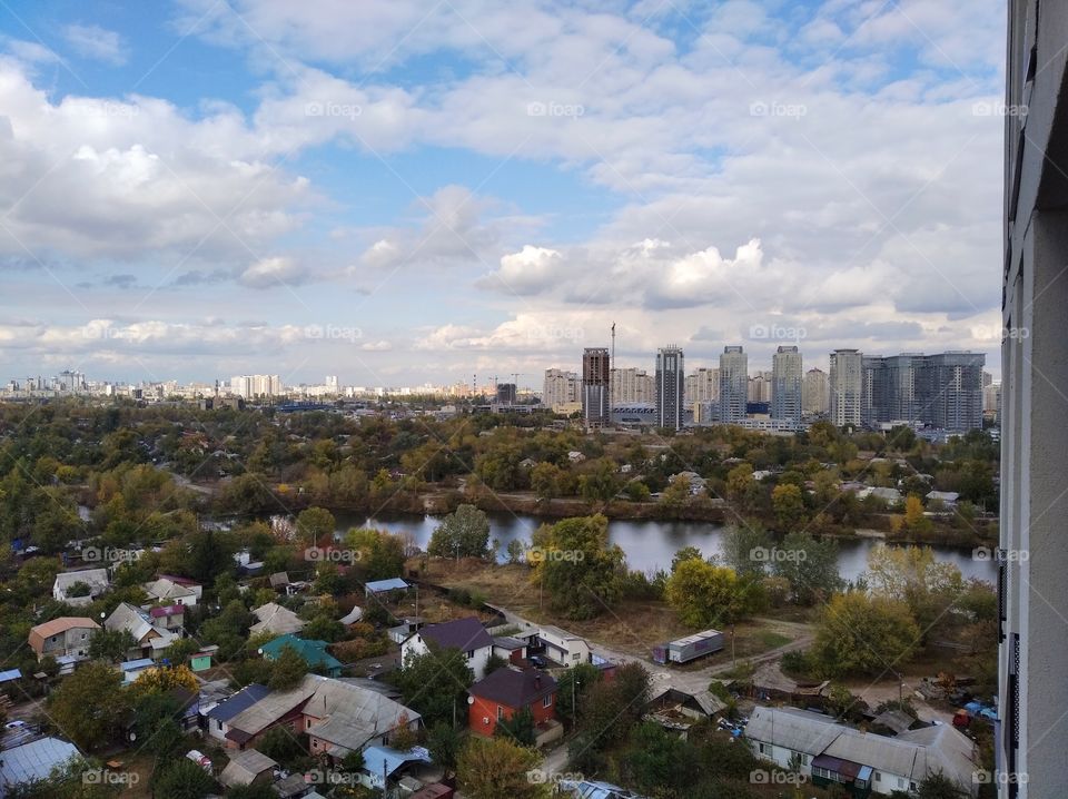 New buildings on the metro station "Slavutich" (view from the window)