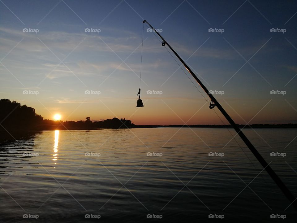 Fishing on a sunset