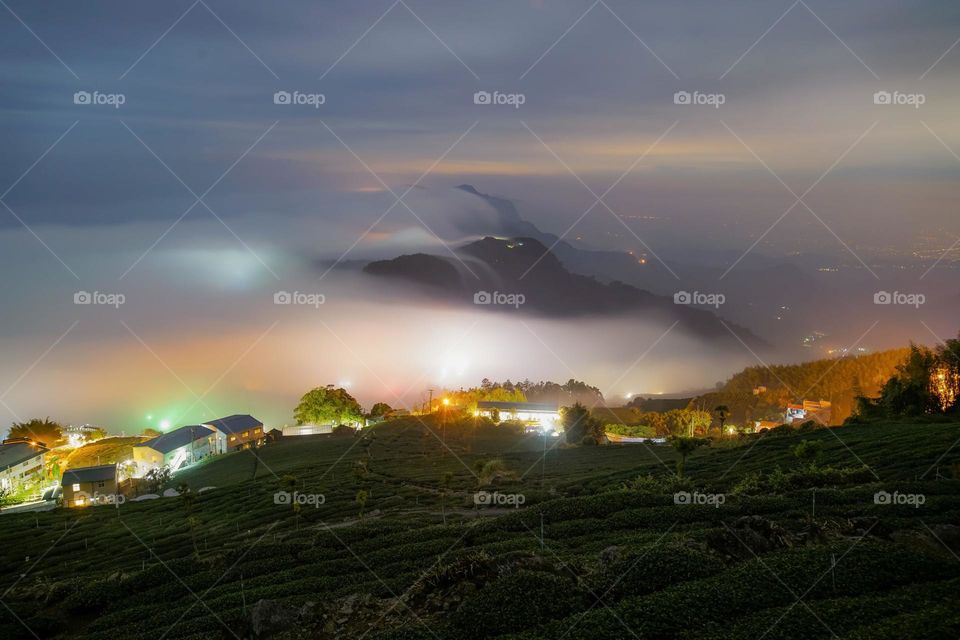 Beautiful mountain night scenery