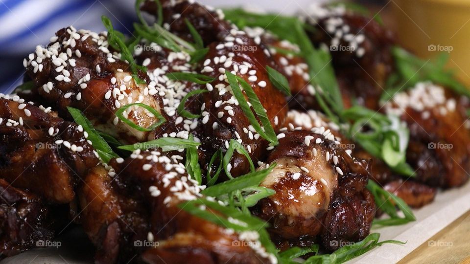 Delicious lemon chicken with sesame