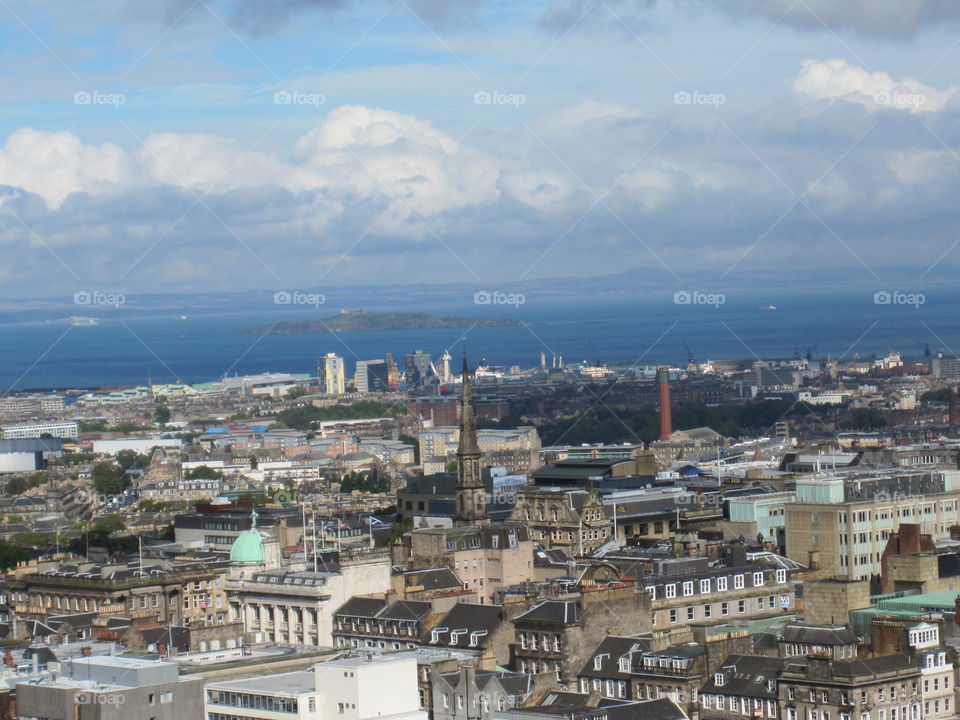 view of Edinburgh and sea