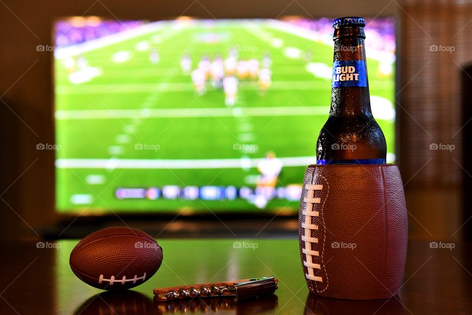 Football game night with Bud Light beer