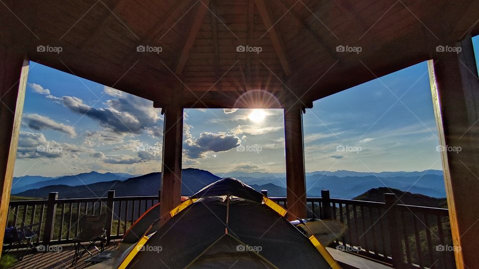 Photos taken on an outdoor mountaintop camping expedition