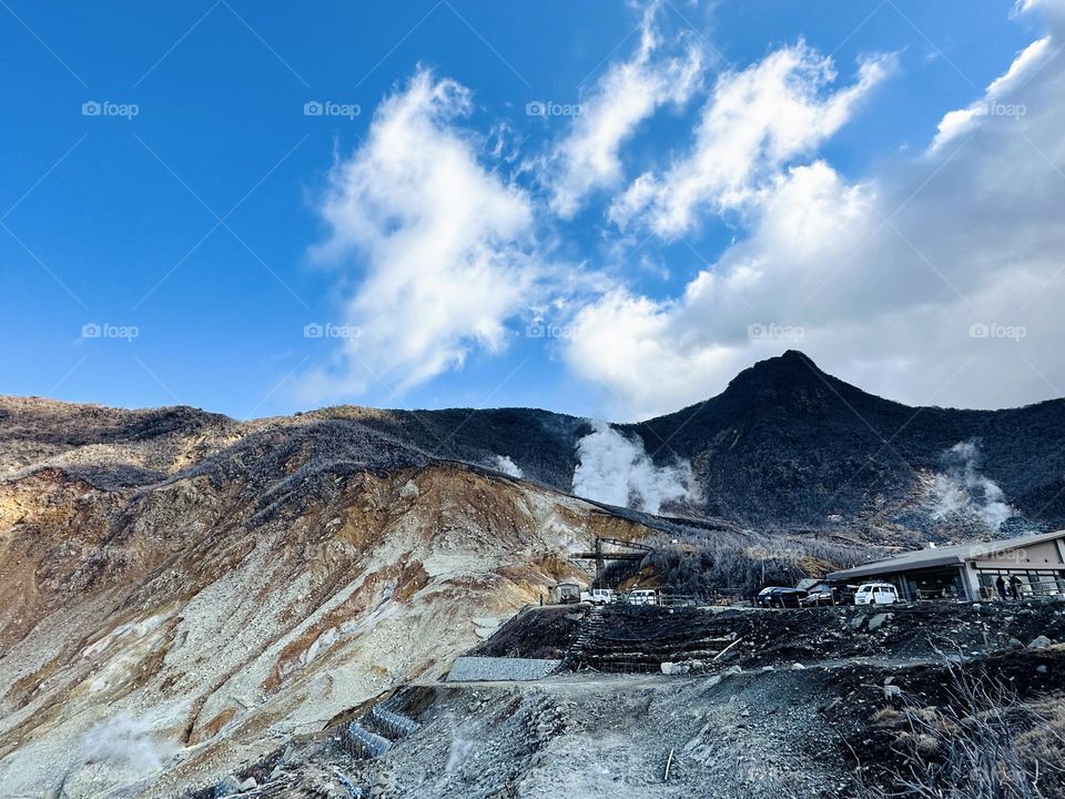 The result of a volcanic eruption over 3,000 years ago, Owakudani is a volcanic valley with active sulfur vents and hot springs