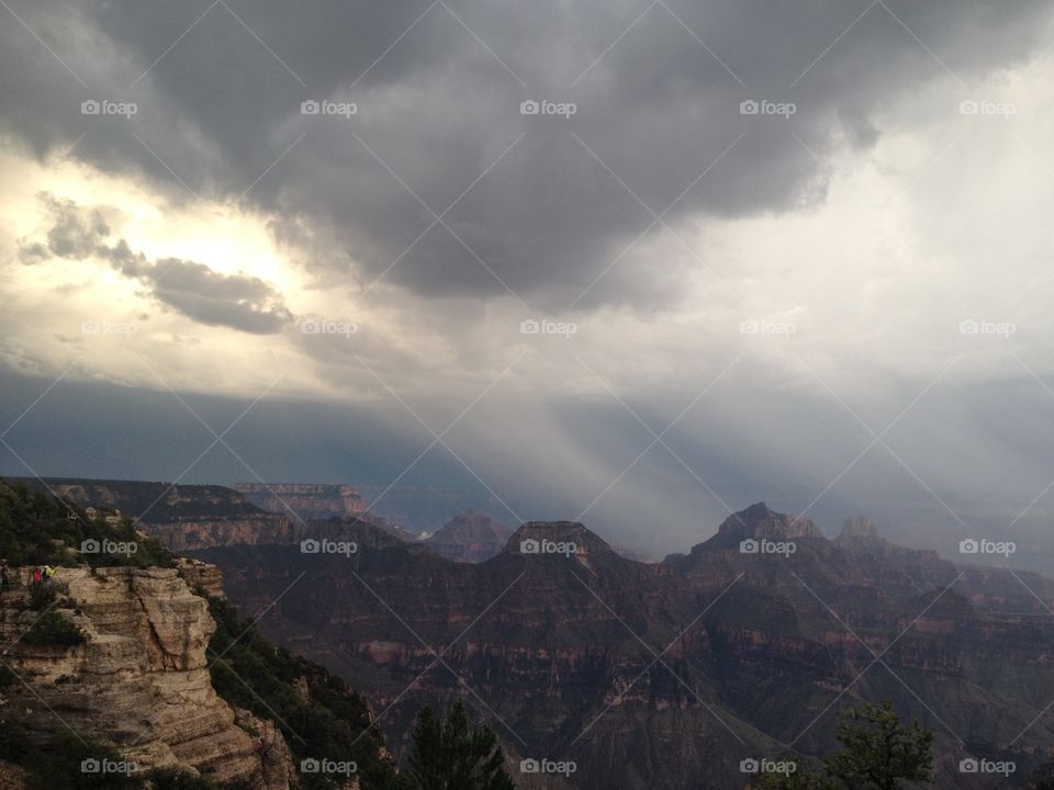Rain storm over Grand Canyon