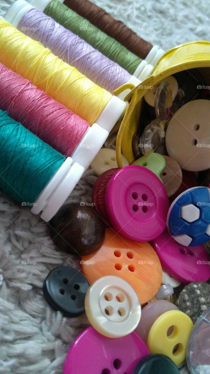 Buttons and sewing thread
