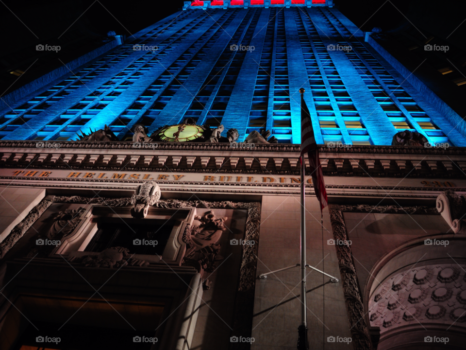 nyc blue building lights by delvec