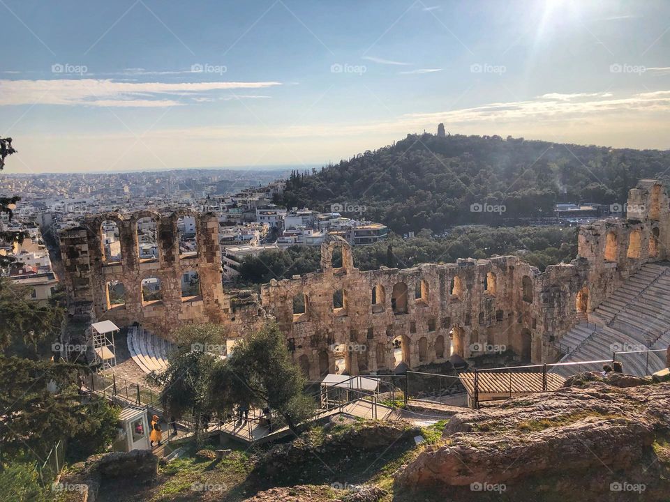 The Odeon of Herodes Atticus. Ancient theatre at the Acropolis, Athens, Greece