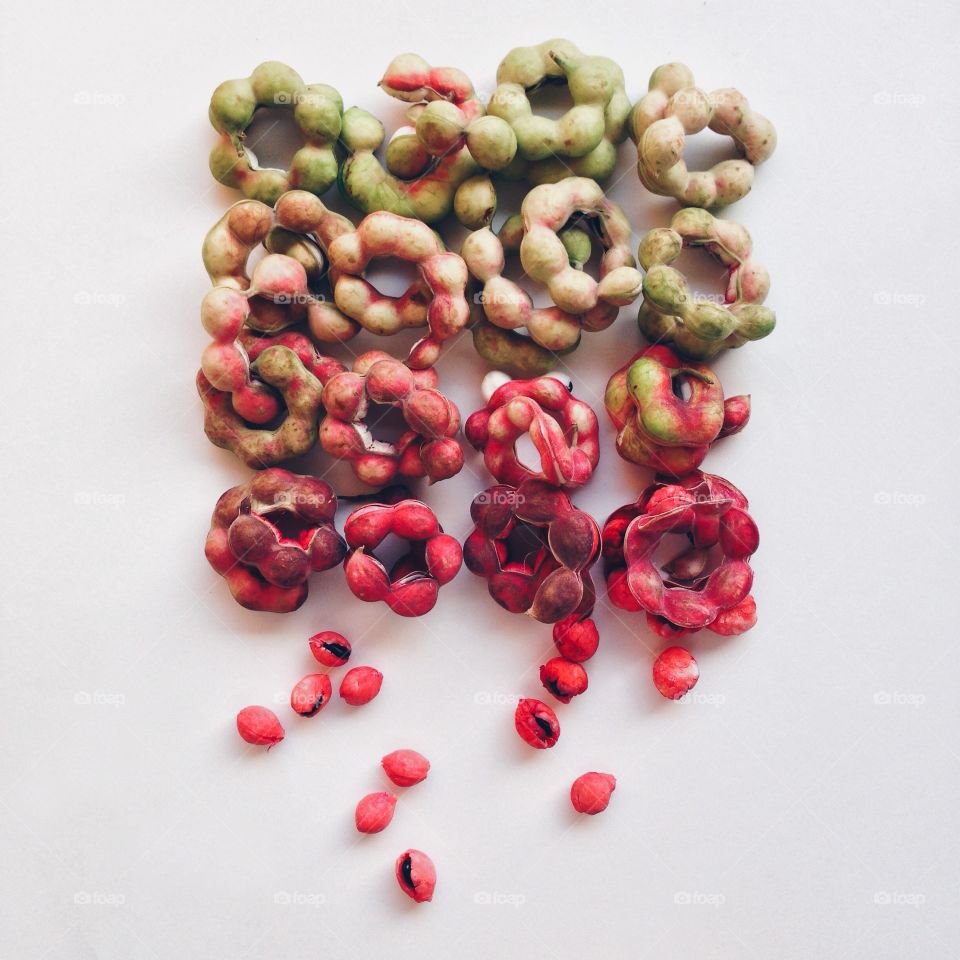 Red tamarind on white background