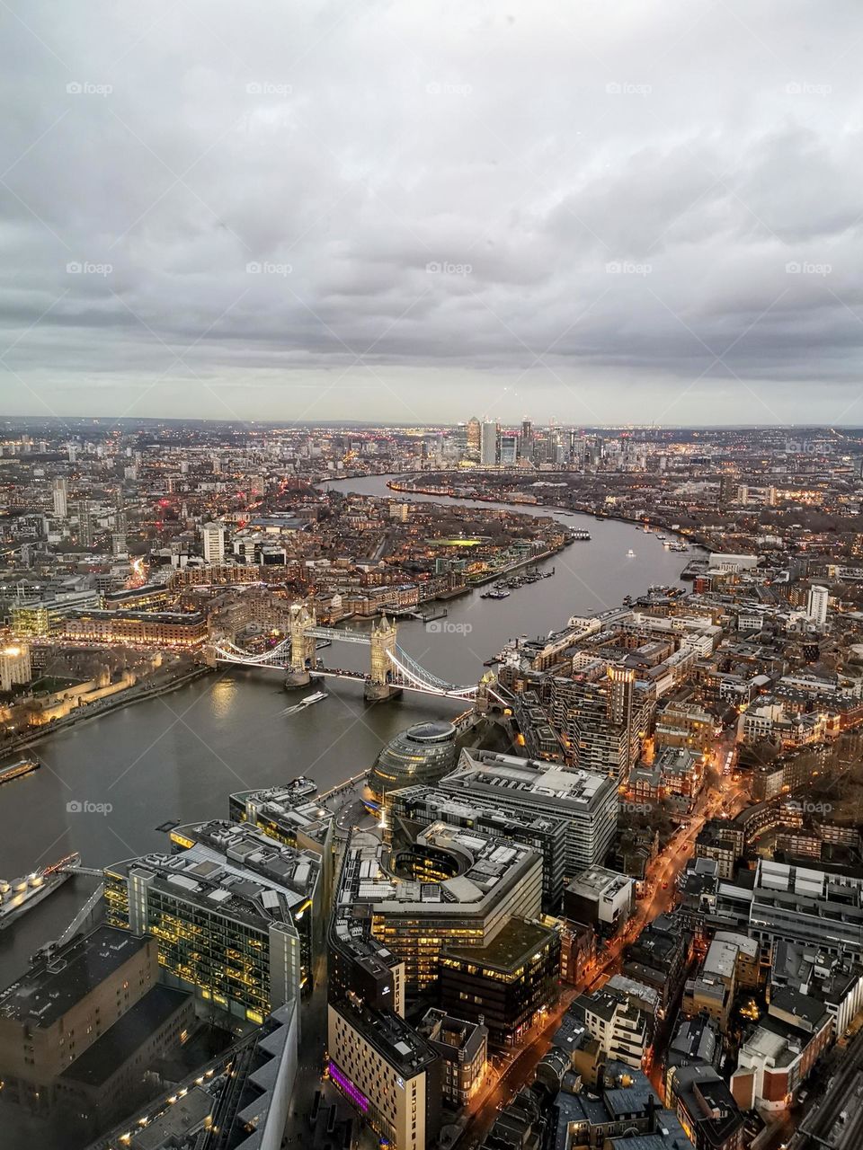 London. Great Britain. London City. Tower Bridge. Cloudy sky. Amazing city view.