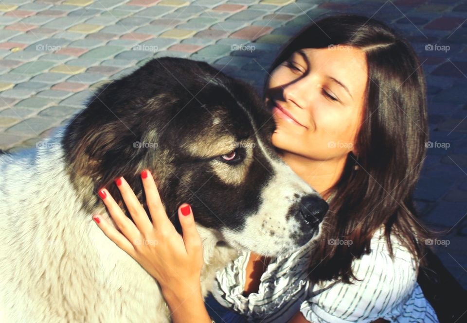 Portrait, Dog, Woman, Cute, People