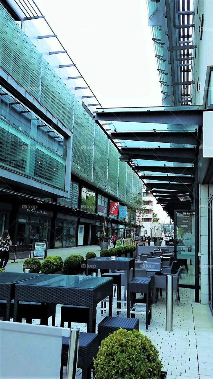 Side view of city building