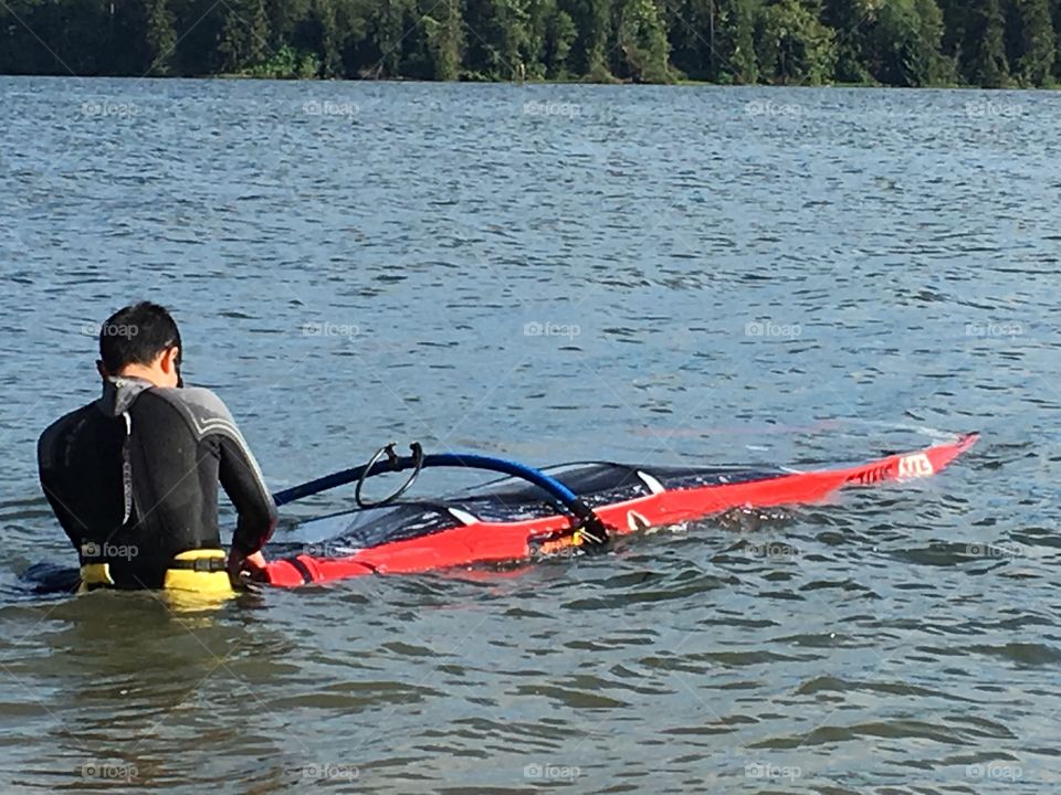 Windsurfer in the water