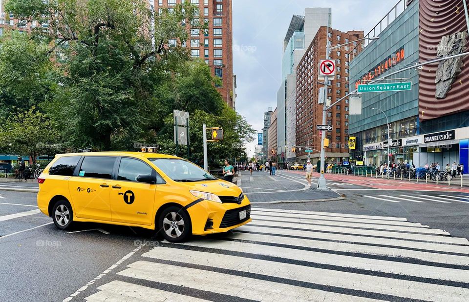 Yellow cabs are the official, and iconic,taxis in New York City. They serve as a quick and easy means of transportation across Manhattan. 