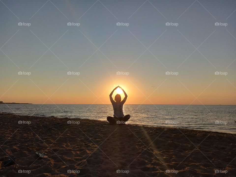 The stillness within . 
girl in meditation