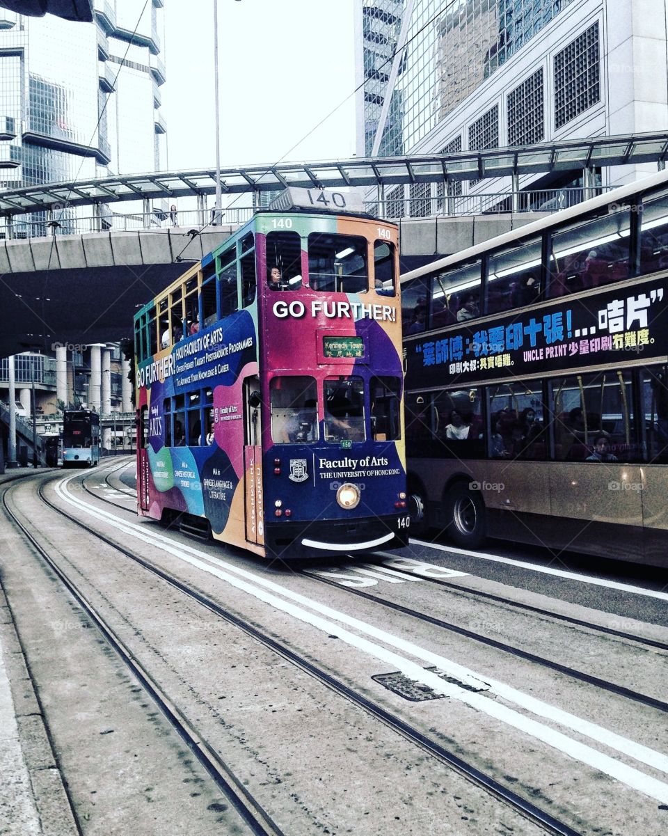 Tram in the city