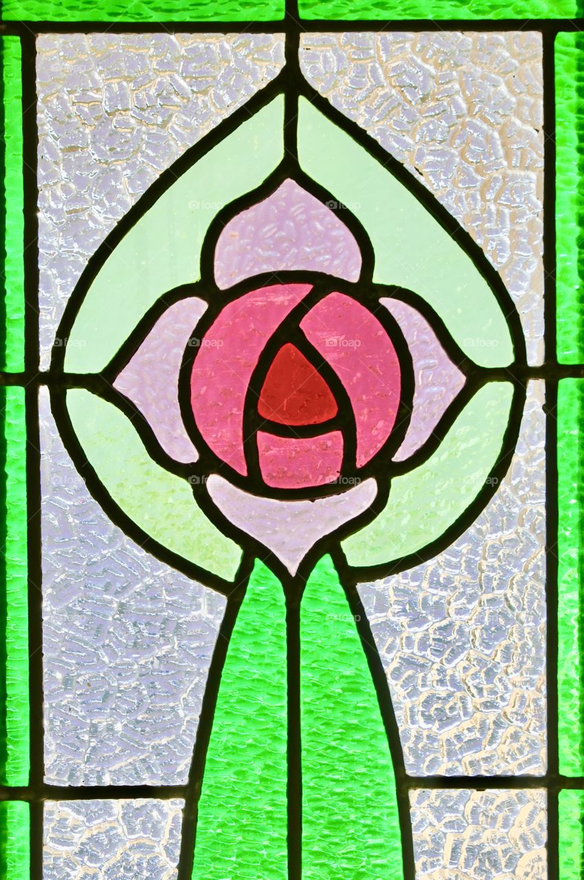 Circa 1930s Art Deco stained glass window 