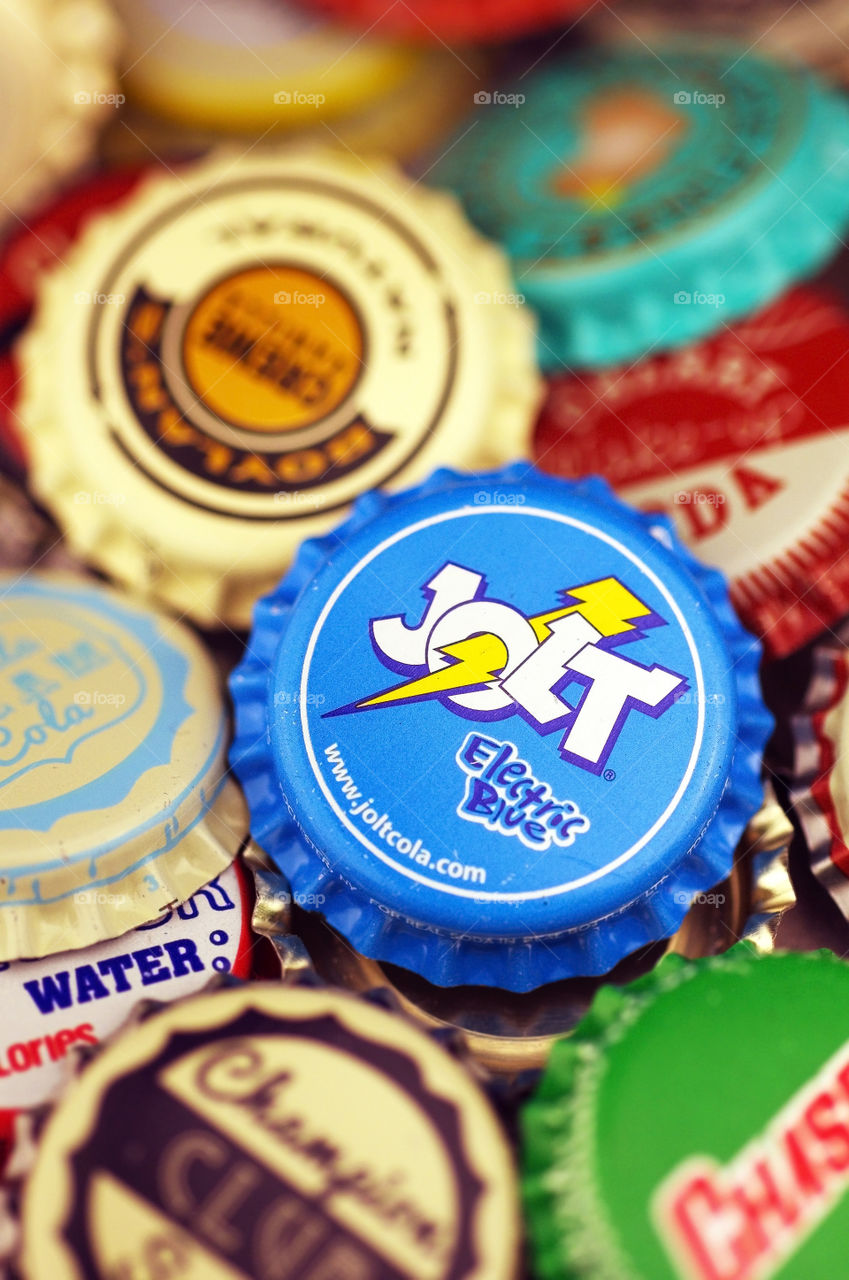 Collection of old soda bottle caps
