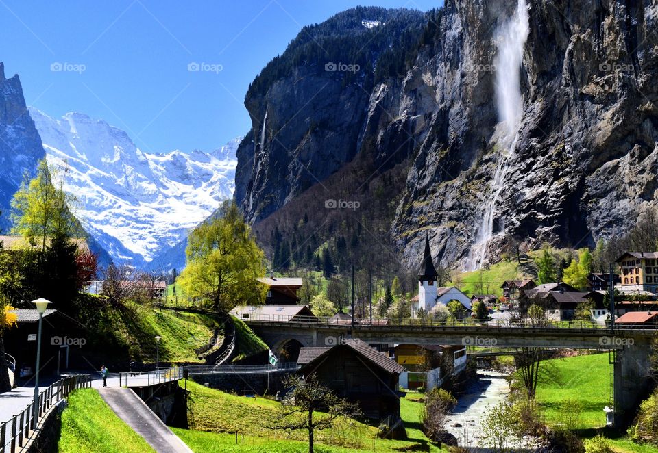 The town of Lauterbrunnen, Switzerland. 