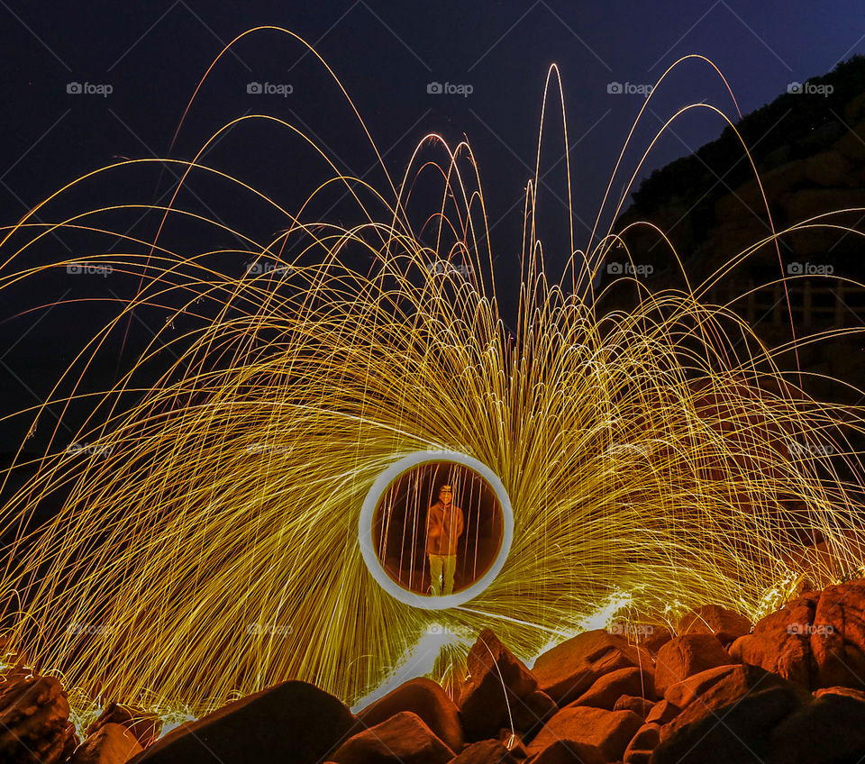 Steel wool Lights composition creation. 