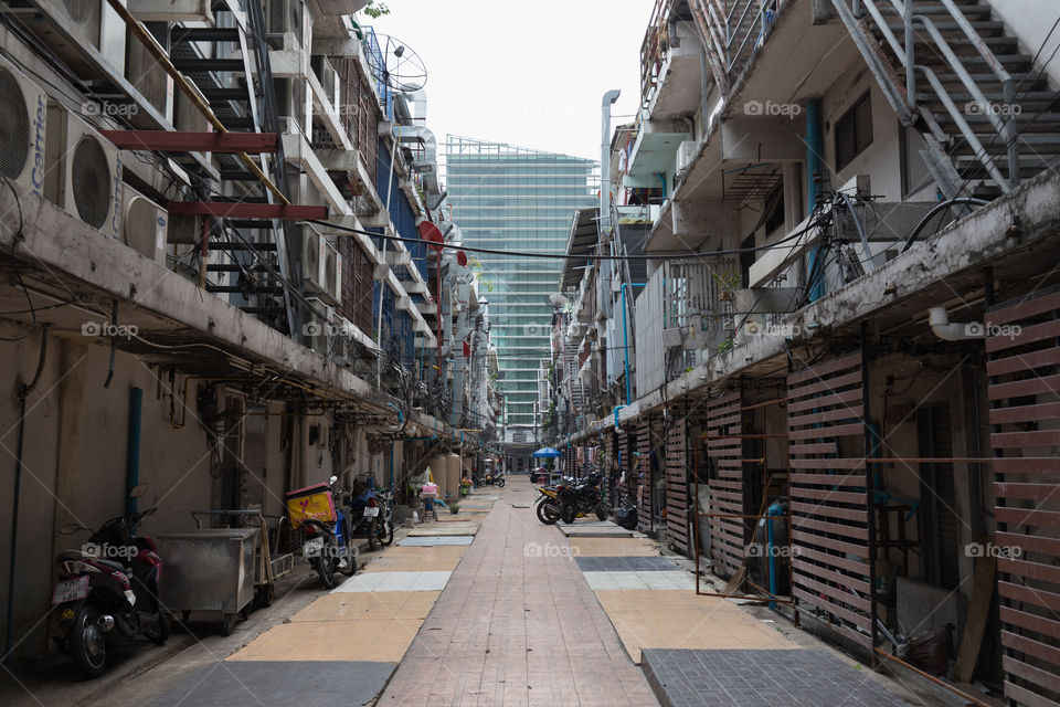 Street lane building in Siam square in Bangkok Thailand 