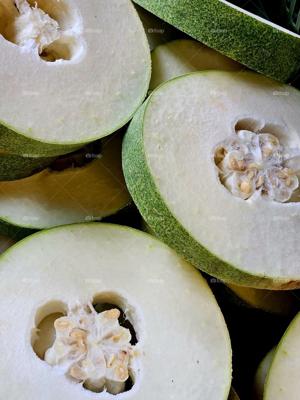Stack of sliced ​​winter melon