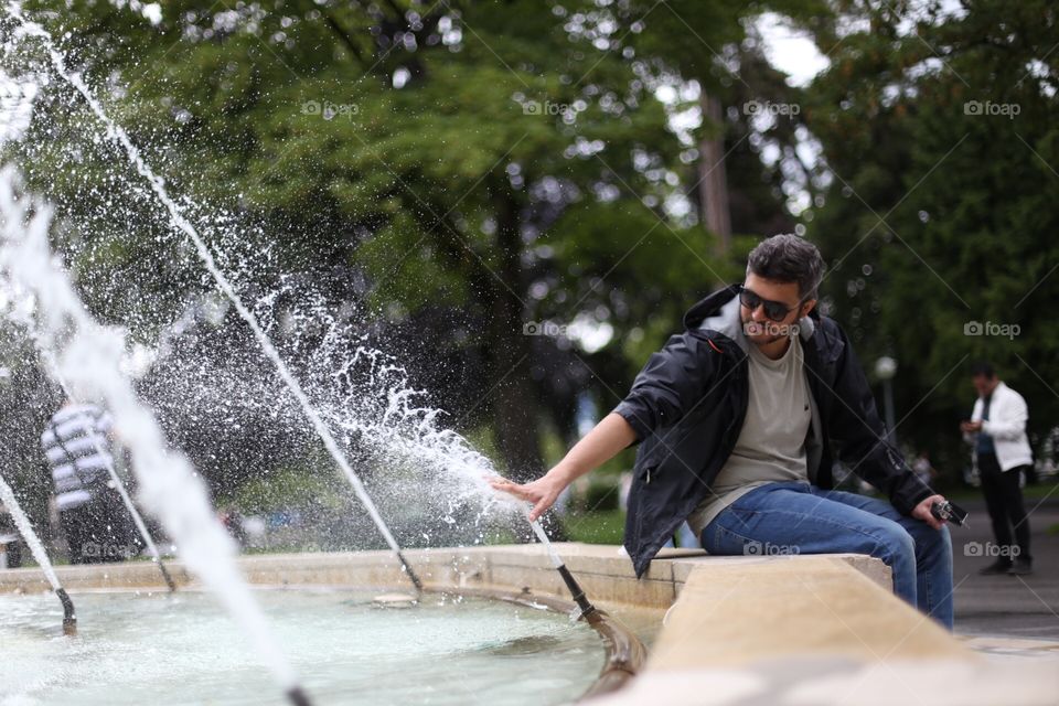 Playing with the fountain