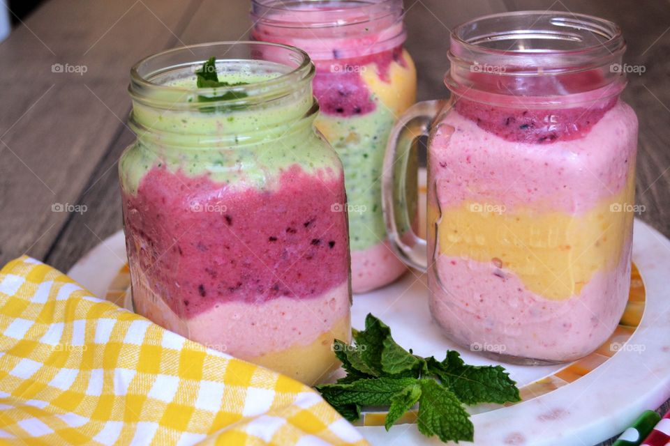 Fruit smoothies with fresh fruit 