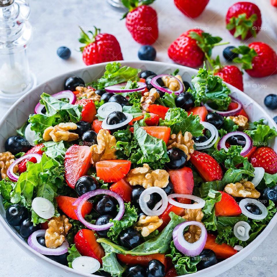 Colorful fruits salad in bowl